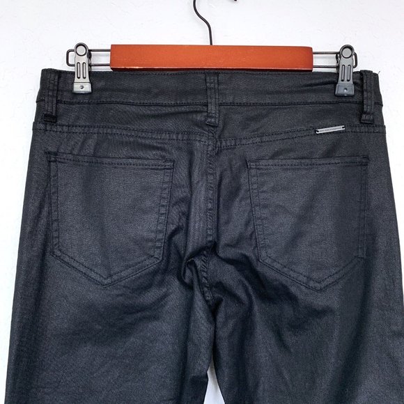 New York & Company Jeans Black Coated Skinny Ankle Zip Leggings - Picture 7 of 9